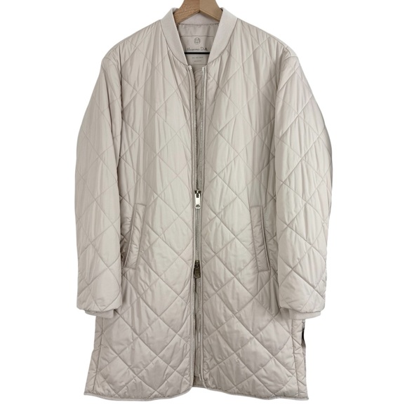 Massimo Dutti Longline Quilted Jacket Cream Sz S - Picture 4 of 14